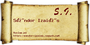 Sándor Izaiás névjegykártya